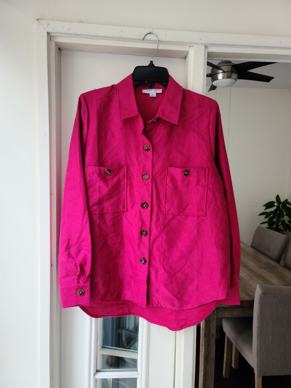 FAVLUX Hot Pink Button-Up Utility Jacket